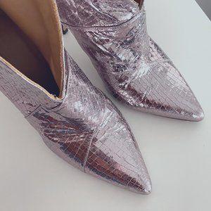 Toral Piper Textured Metal Ankle Boots Pink - Size 6